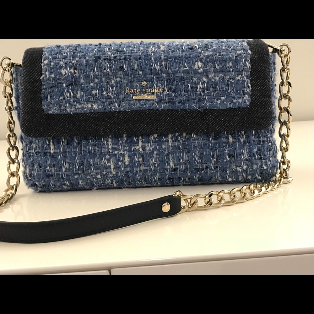 Kate Spade New York tweed and denim chain bag